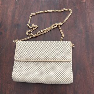 Vtg Whiting And Davis White / Cream Metal Mesh Clutch or Shoulder ag Purse EUC